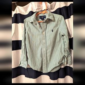 Ralph Lauren 4t Oxford Green stripe shirt